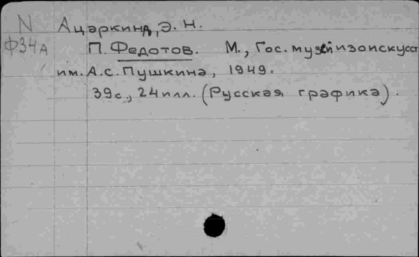 ﻿П,Феда~оВ.
А	Г—I
им. Д .С . г \ у \xkv<v\V4a
М. у Гос. 'Л‘Ъ о искуса
19 49 •